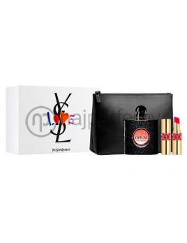 Yves Saint Laurent Black Opium SET: Parfumovaná voda 50ml + Rúž Rouge Volupte Shine No.101 3,2g + Kozmetická taška