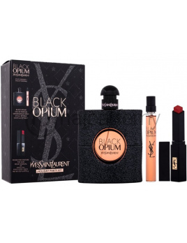 Yves Saint Laurent Black Opium SET: Parfumovaná voda 90ml + Parfumovaná voda 10ml + Rúž na pery Velvet Radical 308 2g